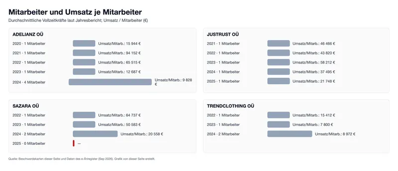 Mitarbeiter und Umsatz je Mitarbeiter (Grafik)